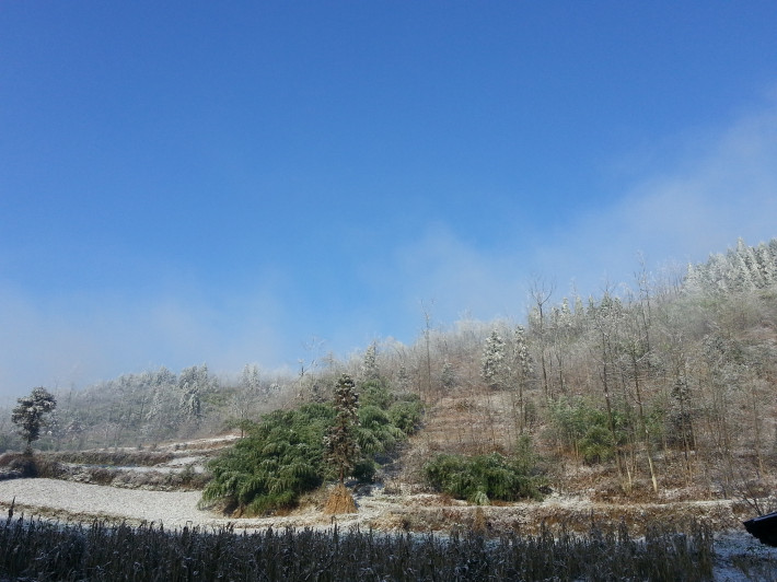 这里的天空不需要ps,土地很少有外人踏足 这是小草坝山上今年冬天的